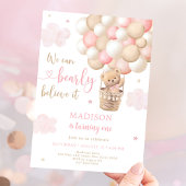 Invitation Ours en Teddy rose Blonde à air chaud Anniversaire