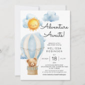 Invitation Ours En Teddy Stuffé Air Balloon Bébé Garçon Douch (Devant)