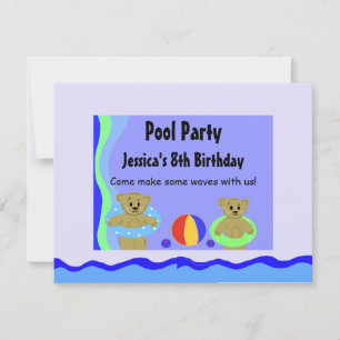 Invitation Ours en tubes flottants pour anniversaire