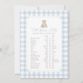 Invitation Ours en Vichy Bleu Baby Shower Vieilles Femmes Con (Devant)