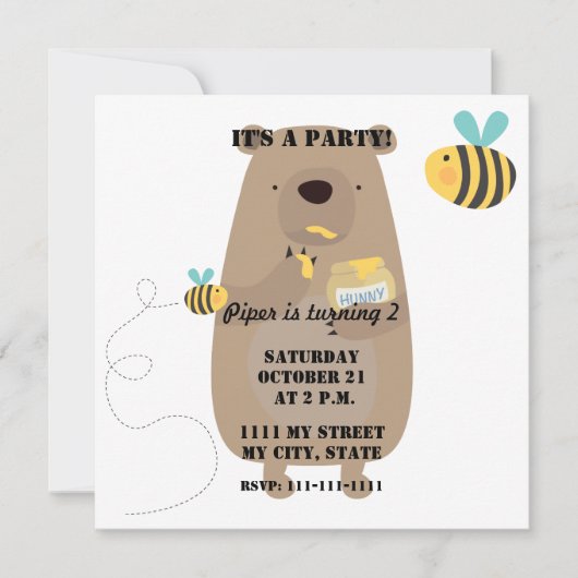 Invitation Ours et abeilles (Devant)