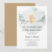 Invitation Ours et baby shower à l'eucalyptus (Devant / Derrière)