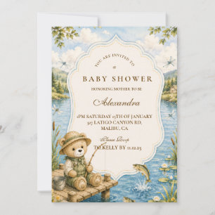 Invitation Ours Fantaisiste Pêche Fête de Naissance