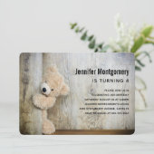 Invitation Ours farci Cute Bois Rustique En Arrière-Plan Anni (Debout devant)