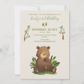 Invitation Ours ・ Forêt de bois Animaux Anniversaire Russe (Devant)