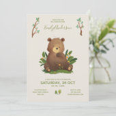 Invitation Ours ・ Forêt de forêt Baby shower rustique des ani (Debout devant)