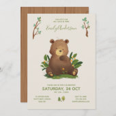Invitation Ours ・ Forêt de forêt Baby shower rustique des ani (Devant / Derrière)