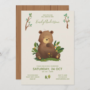 Invitation Ours ・ Forêt de forêt Baby shower rustique des ani