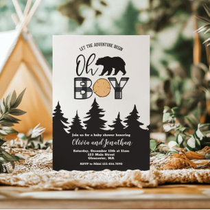 Invitation Ours Garçon Plaid Buffalo Baby Shower