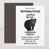 Invitation Ours Grizzly Faisant le Minimum d'Efforts Drôle (Devant / Derrière)