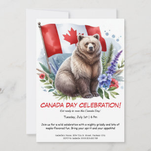 Invitation Ours grizzly puissant & Canada Fête du Canada