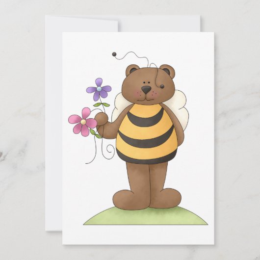 Invitation Ours habillé en Bumblebee avec Fleurs (Devant)
