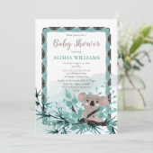Invitation Ours Koala mignon sur Baby shower d'aquarelle I (Debout devant)