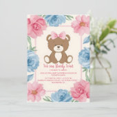 Invitation Ours mignon avec arc rose en rose (Debout devant)