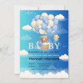 Invitation Ours mignon avec ballons Baby shower double ombrag (Devant)