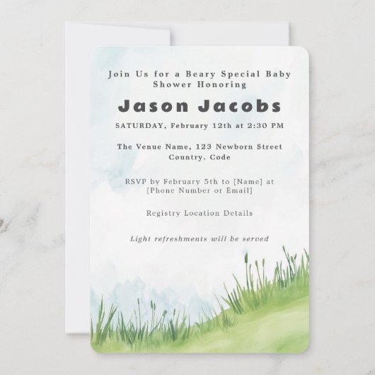 Invitation Ours mignon C’est un ours Baby shower garçon Invit (Dos)