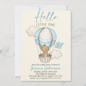 Invitation Ours mignon Hello Little One - Baby shower bleu In (Devant)