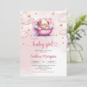 Invitation ours mignon moderne en peluche dans baignoire baby (Debout devant)