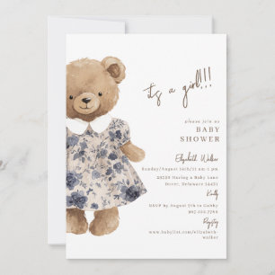 Invitation Ours mignon Ourson C'est une fille Baby Shower