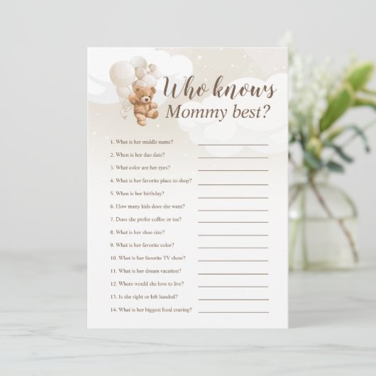 Invitation Ours Neutre Teddy Qui Connaît Maman Meilleure Cart (Debout devant)