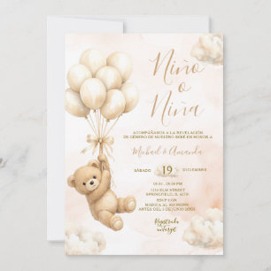 Invitation Ours Niño o Niña Révélation du Sexe Rose et Bleu