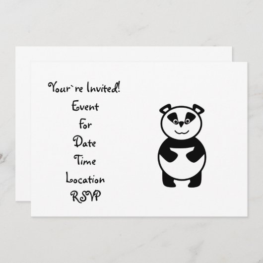 Invitation Ours panda mignon (Devant / Derrière)