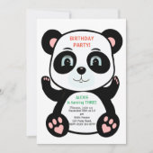 Invitation Ours Panda Mignon & Confettis Multicolores (Devant)
