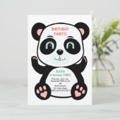 Invitation Ours Panda Mignon & Confettis Multicolores (Debout devant)