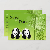 Invitation Ours Pandas et Bamboo Mariage Économisez la Date (Devant / Derrière)
