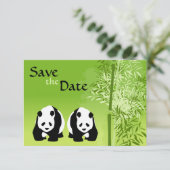 Invitation Ours Pandas et Bambou Mariage Enregistrer la Date (Debout devant)