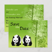 Invitation Ours Pandas et Bambou Mariage Enregistrer la Date (Devant / Derrière)
