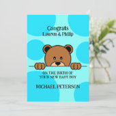 Invitation Ours Peeping mignon | Caricature | Point Polka | B (Debout devant)