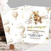 Invitation Ours Pilote Avion Premier anniversaire Garçon
