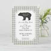 Invitation Ours Plaid Gris Woodsy Forêt Arbre bébé Garçon Dou (Debout devant)