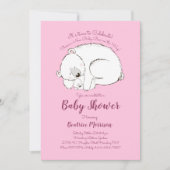 Invitation Ours polaire Baby shower Bois hiver rose fille (Devant)