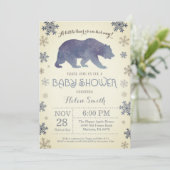 Invitation Ours polaire Baby shower de l'hiver Flocon de neig (Debout devant)
