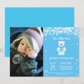 Invitation Ours polaire Boy d'hiver Anniversaire Photo (Devant / Derrière)