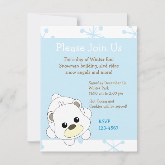 Invitation Ours polaire Cutie (Devant)