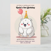 Invitation Ours polaire d'anniversaire mignon avec Casquette  (Debout devant)
