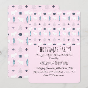 Invitation Ours polaire de Noël Présents Motif d'arbres de fê