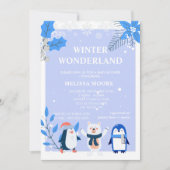 Invitation Ours polaire de pingouin bleu d'hiver (Devant)