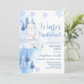 Invitation Ours polaire d'hiver Snowflakes Anniversaire (Debout devant)