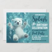 Invitation Ours polaire éclaboussant, fête de la piscine Anni (Devant)