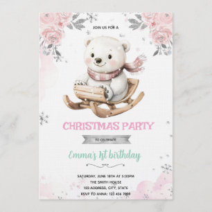 Invitation Ours Polaire et Flocons de Neige Invitent