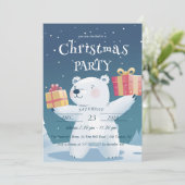 Invitation Ours polaire et présente Noël (Debout devant)