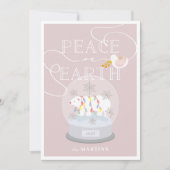 Invitation Ours polaire Globe de neige rose Photo de Noël (Devant)