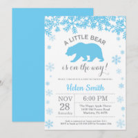 Ours polaire Hiver Baby shower Garçon bleu Flocon