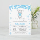 Invitation Ours polaire Hiver Baby shower Garçon bleu Flocon  (Debout devant)
