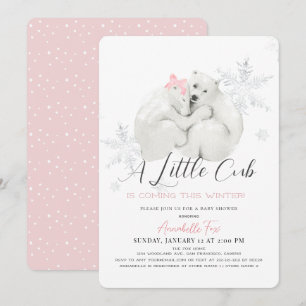 Invitation Ours polaire Hiver Flocon de neige Baby shower fil