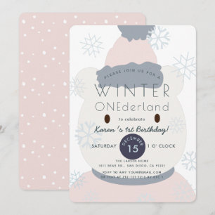 Invitation Ours polaire Hiver Onederland Girl 1er anniversair